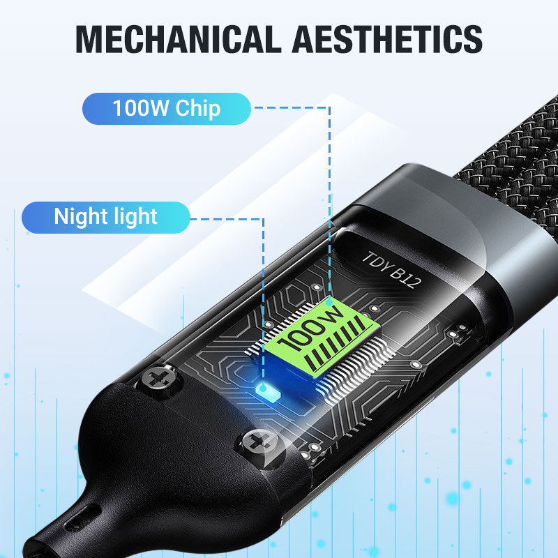 🔥2026 Hot Sale🔥Transparent Luminous 3-in-1 Super Fast Charging Cable