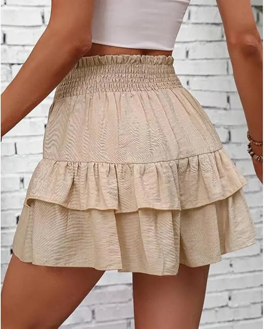 Women's Fabric Frill Trim Ruffle Hem Shirred High (Less than $3 each!)