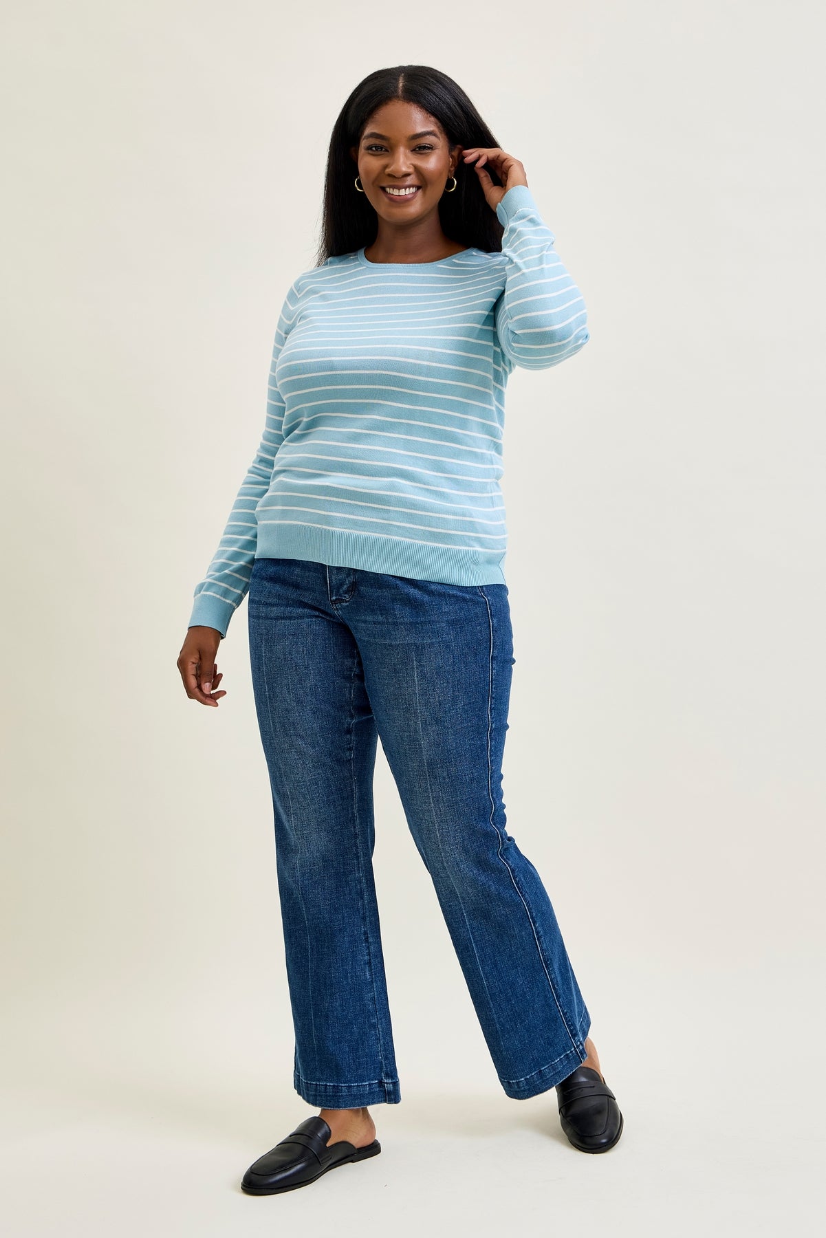 Kathy Mid Rise Bootcut Trousers with TC & Welt Pockets - PLUS