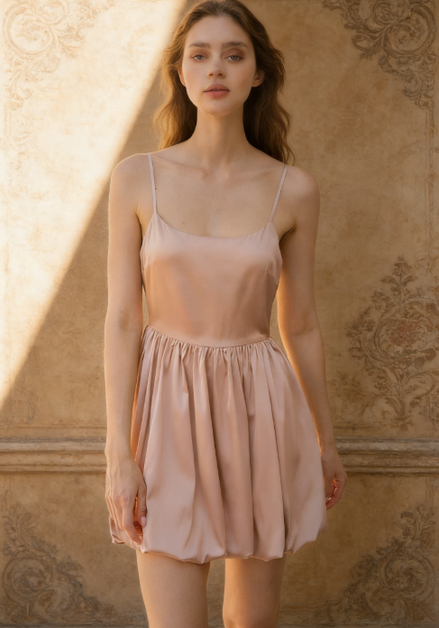 Alexa Champagne Satin Mini Dress