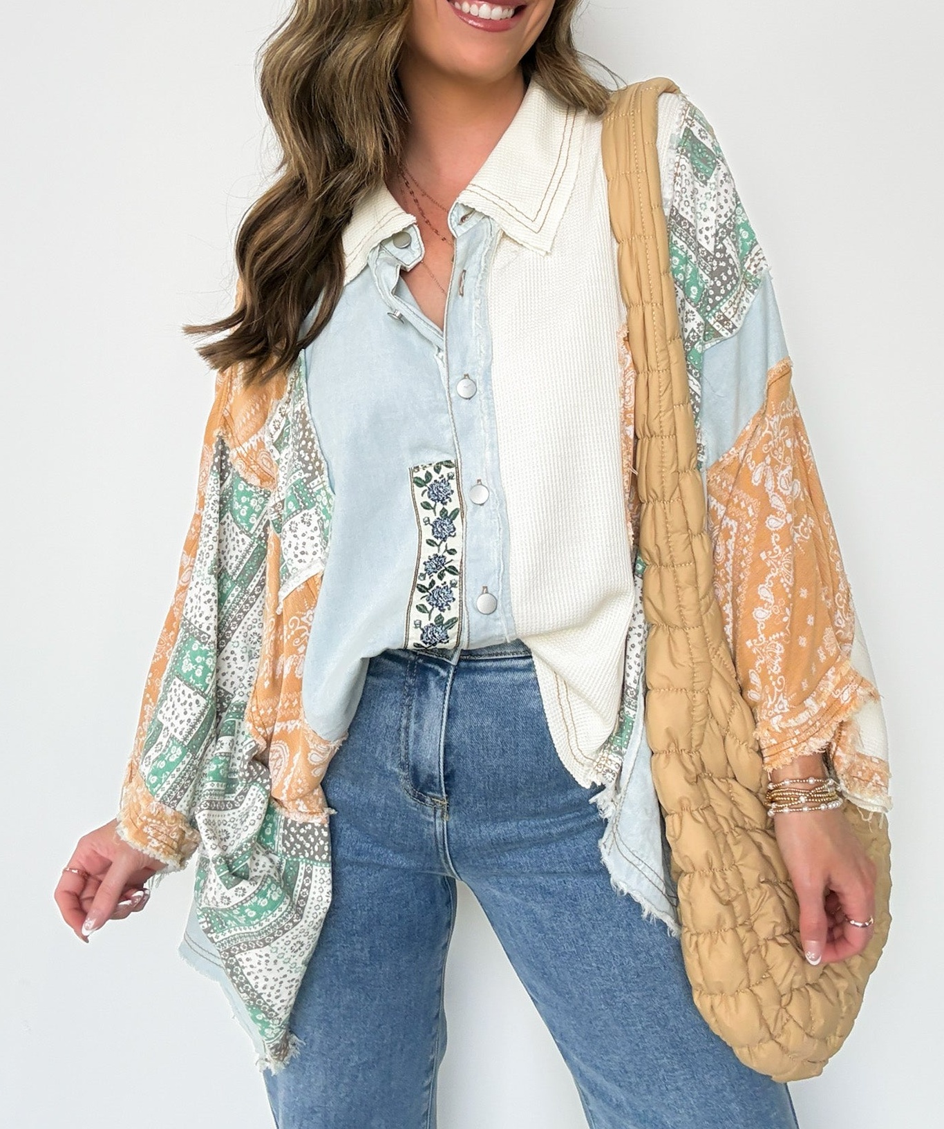 Patchwork Contrast Denim Shirt