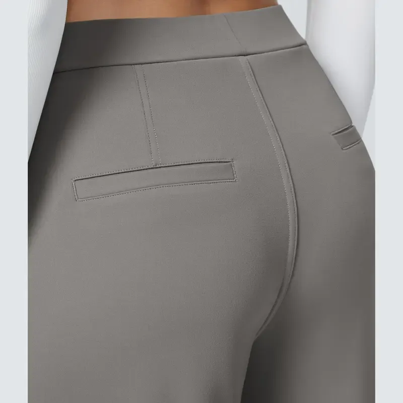 Women's Solid Color Plicated Pocket Wide Leg Pants