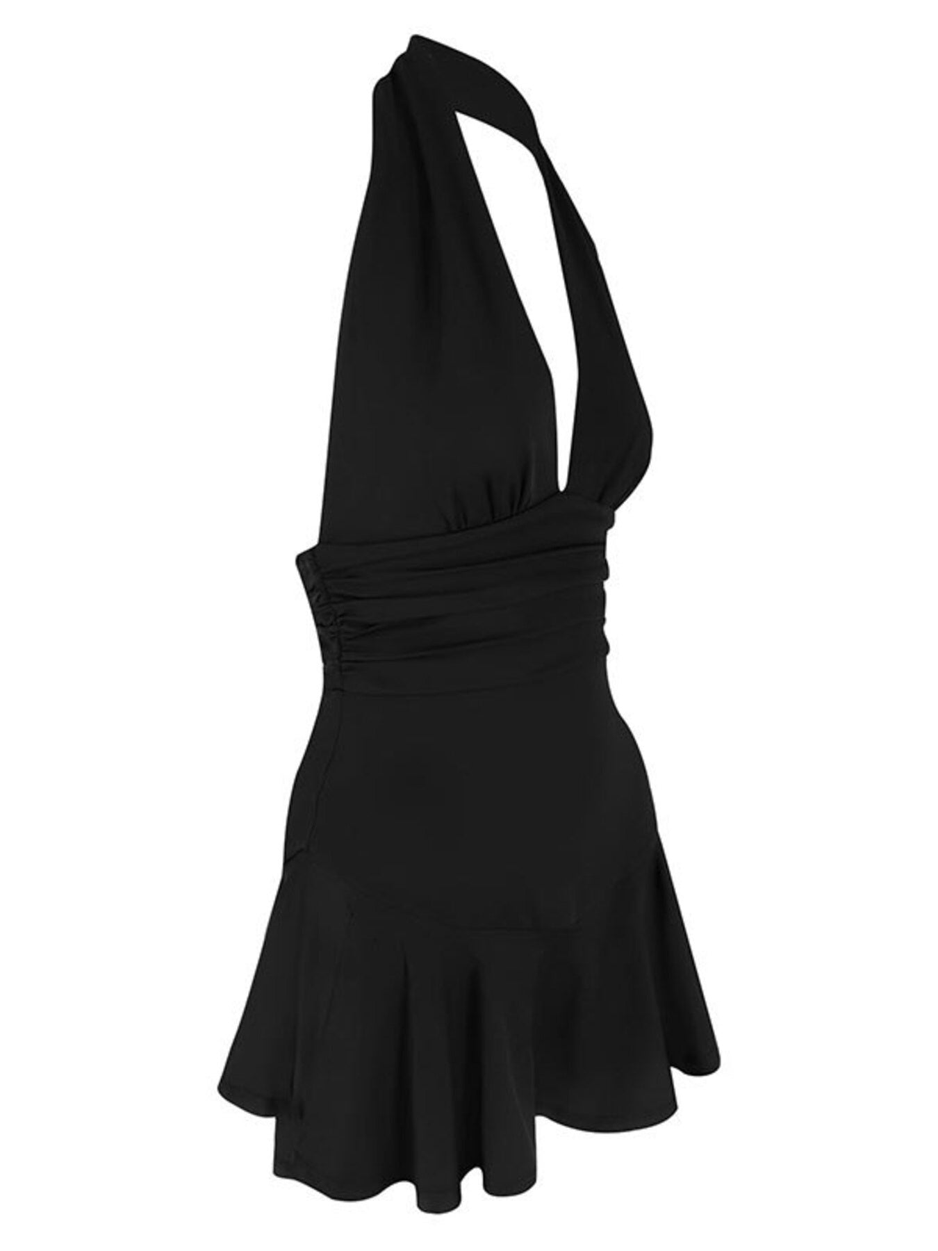 Halter Neck Ruffle Hem Mini Dress