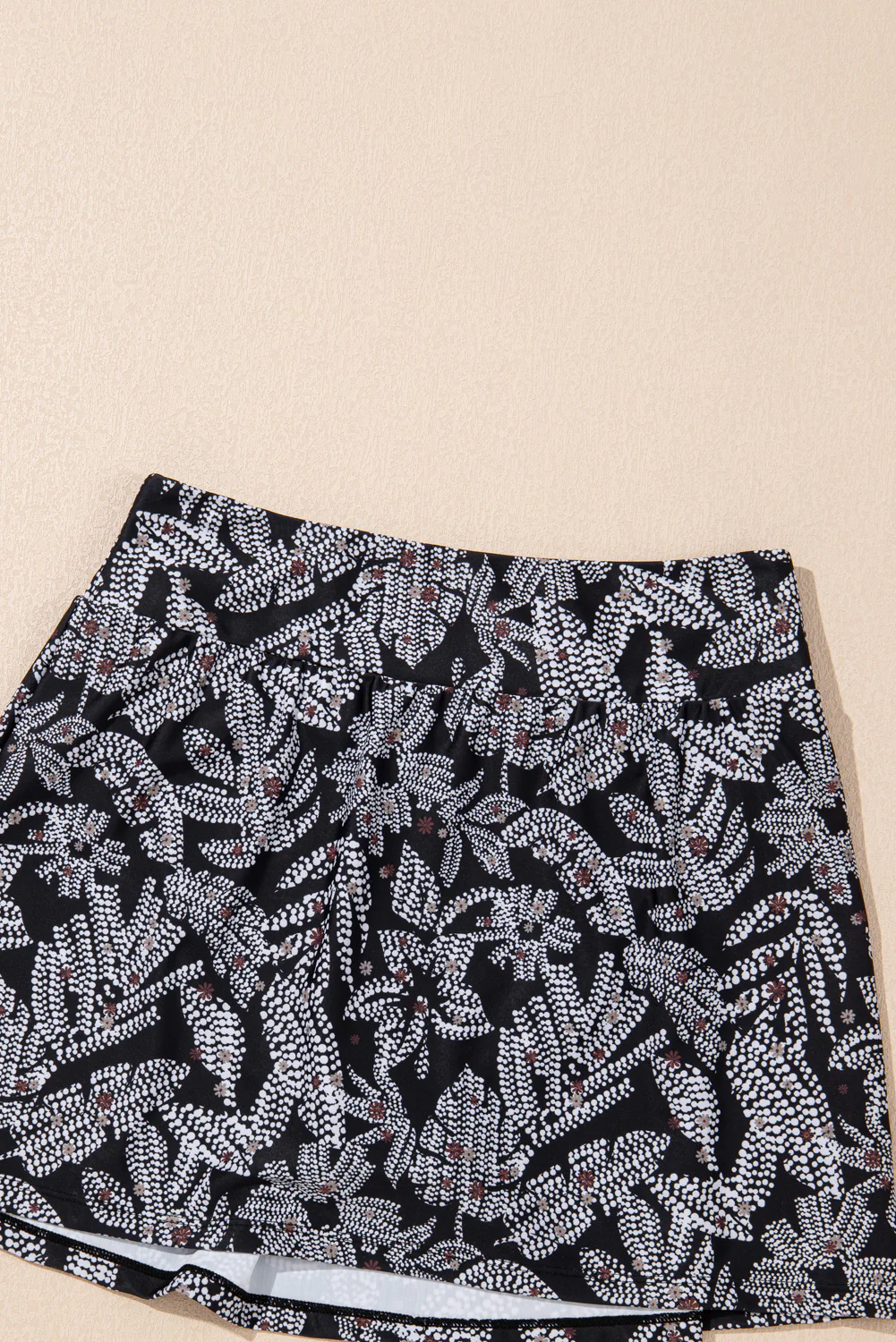 Black Abstract Printed Buckle Crossed Straps Skirted Tankini 2pcs Swimsuit