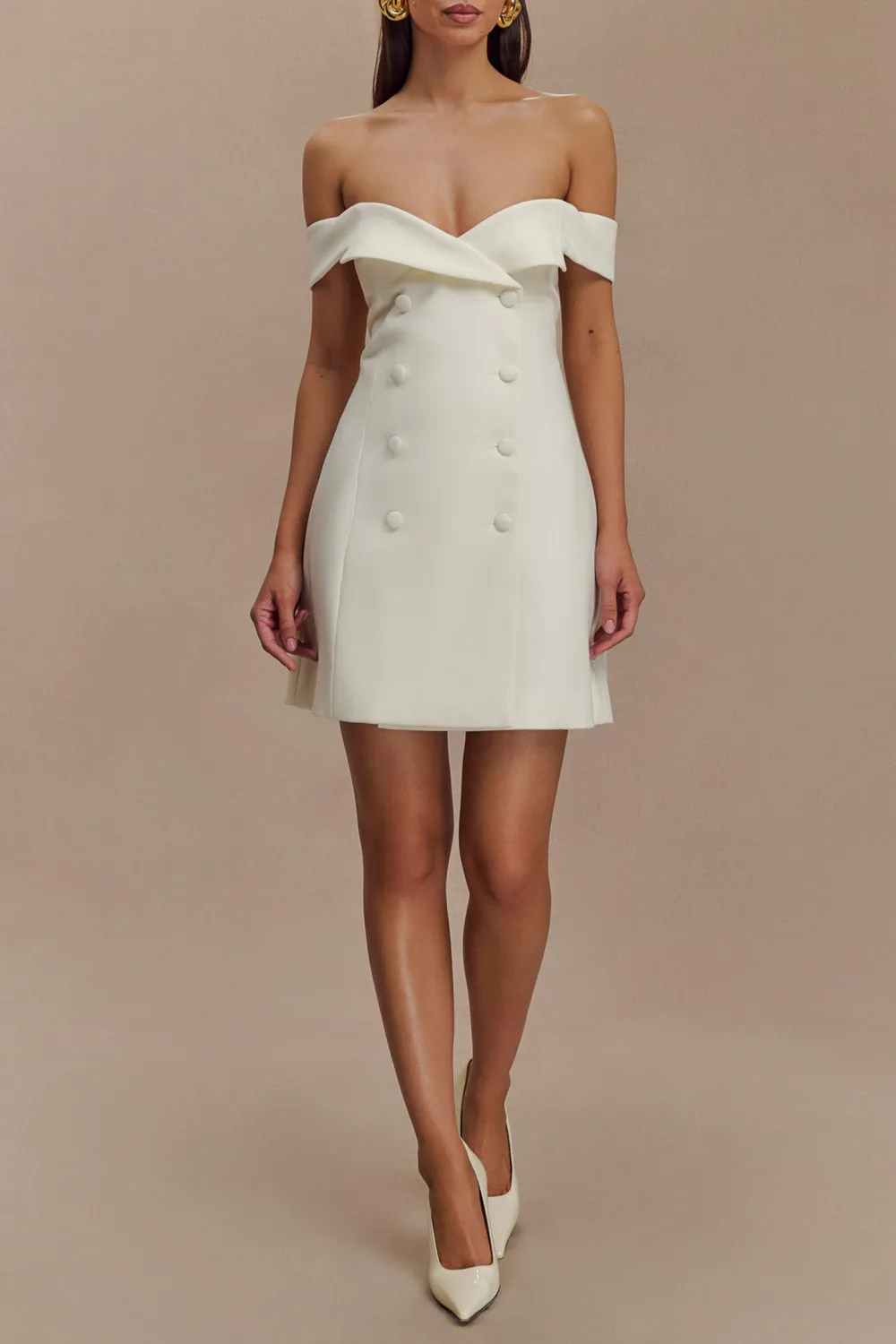 Off Shoulder Suiting Mini Dress