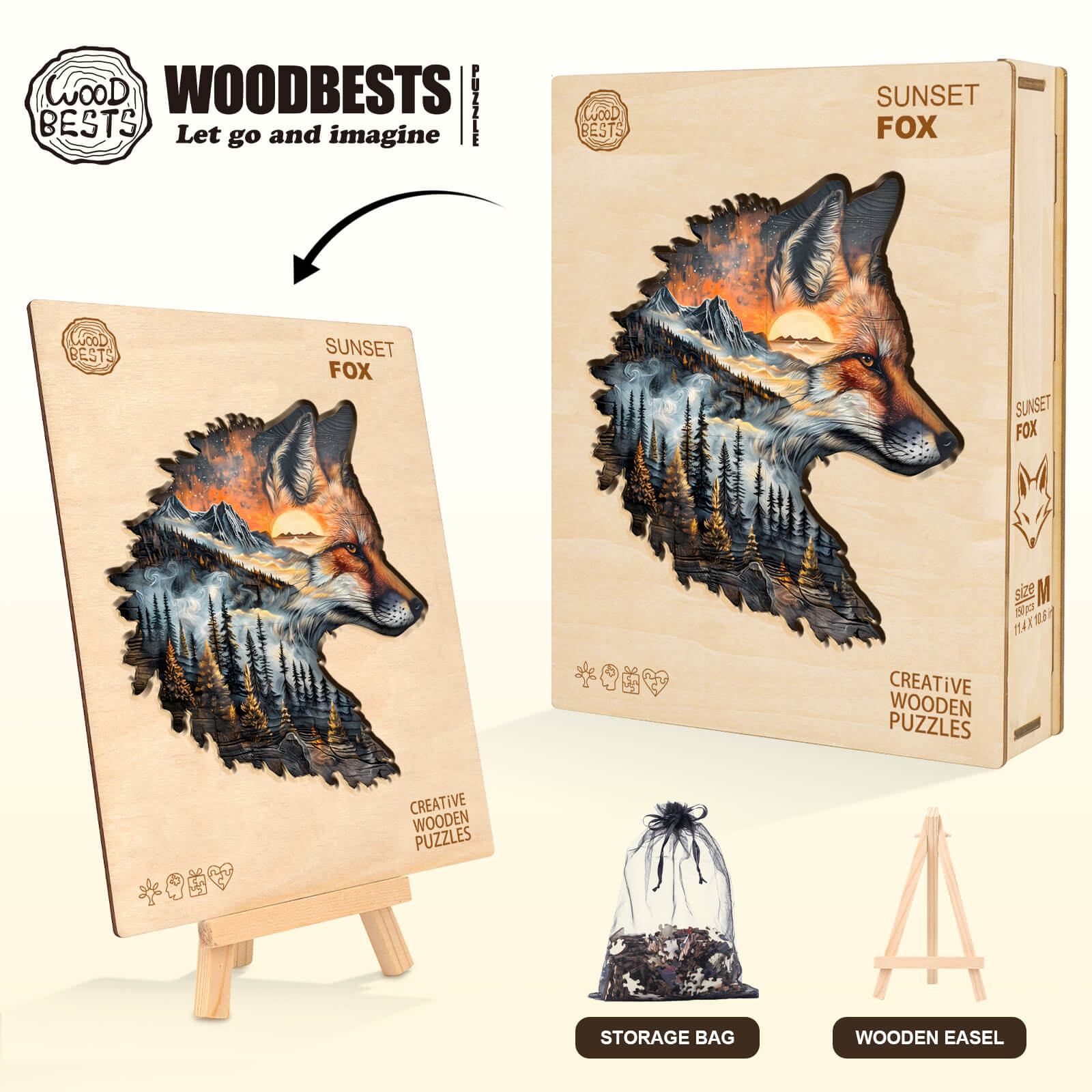 Sunset Fox Wooden Jigsaw Puzzle