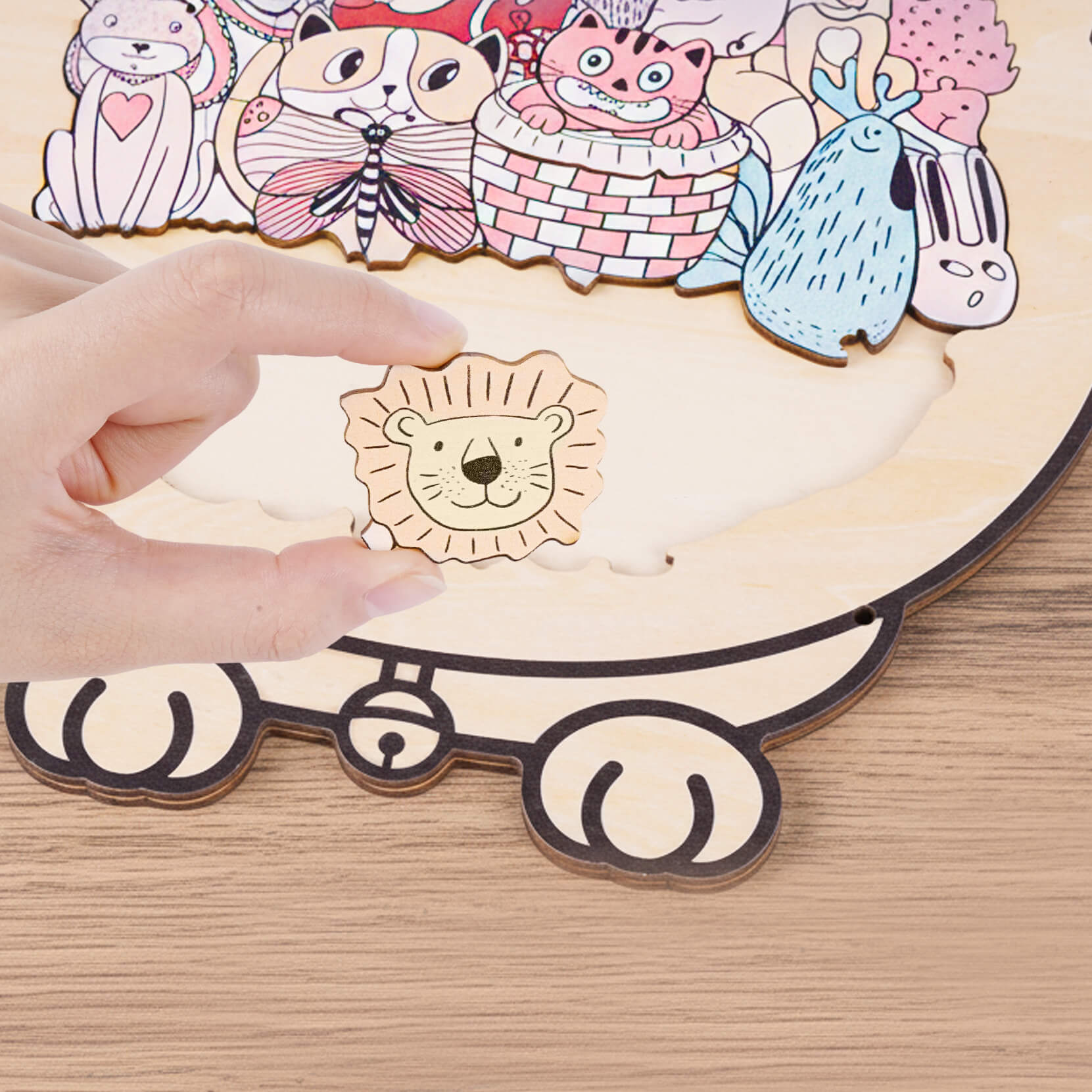 Cute Animal Shaped Wooden Puzzle for Baby