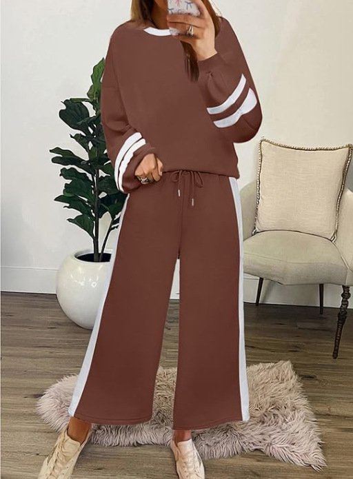 Cotton Casual Color Block Regular Fit Two-Piece Set