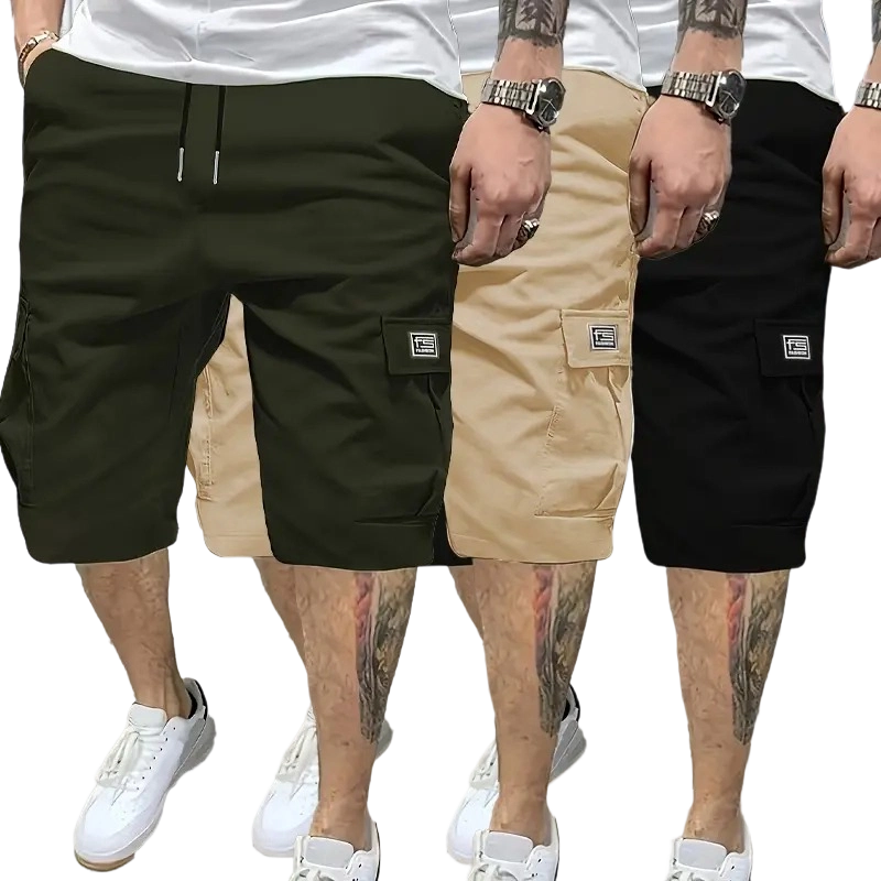 Men's Casual Shorts Set with Slanted Pockets