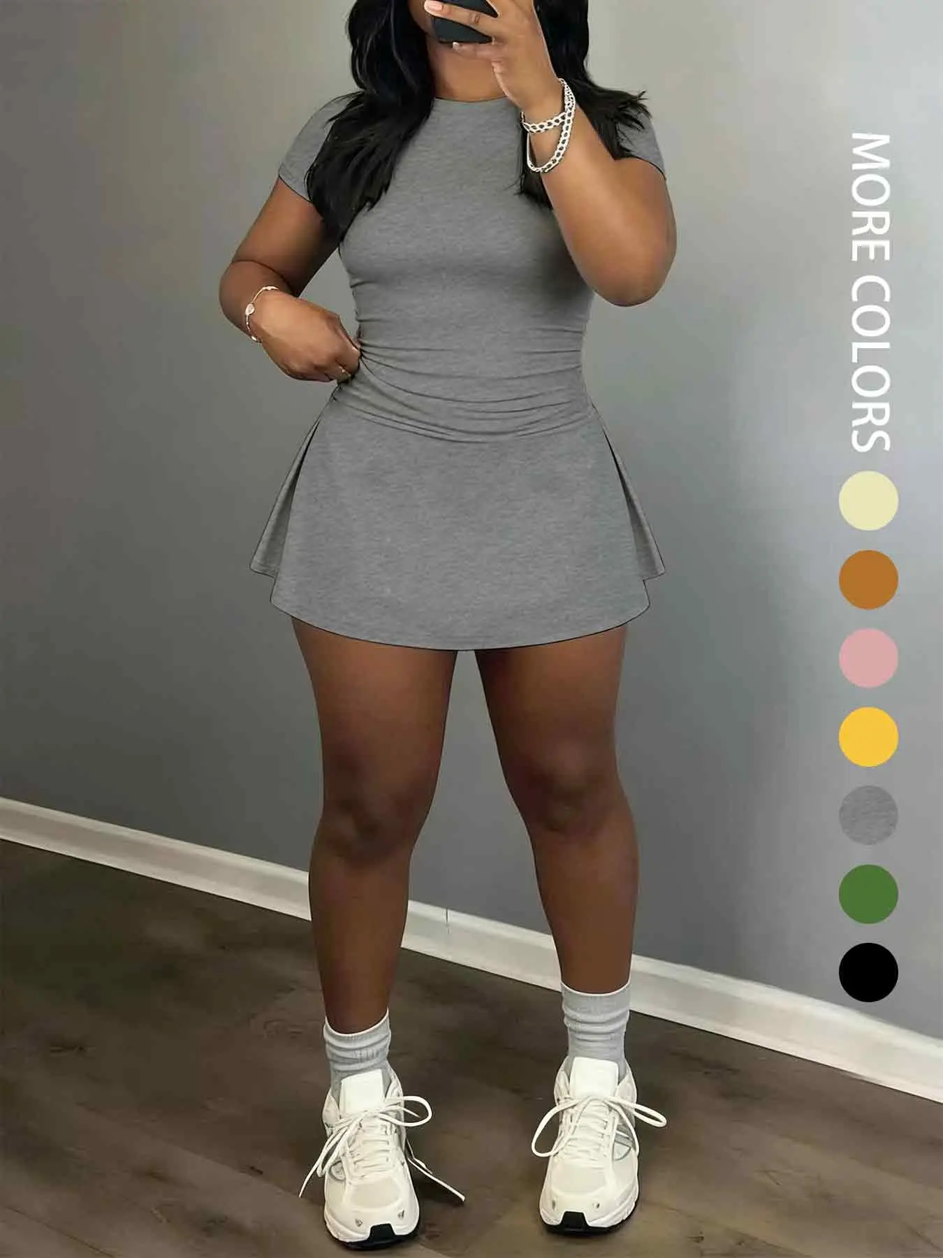 Women's Short Sleeve Casual Sporty Set, 2-Piece Women's Fashionable Daily Wear & Active Lifestyle Clothing, Stretchy Suit Set, Yoga Gym Outfits