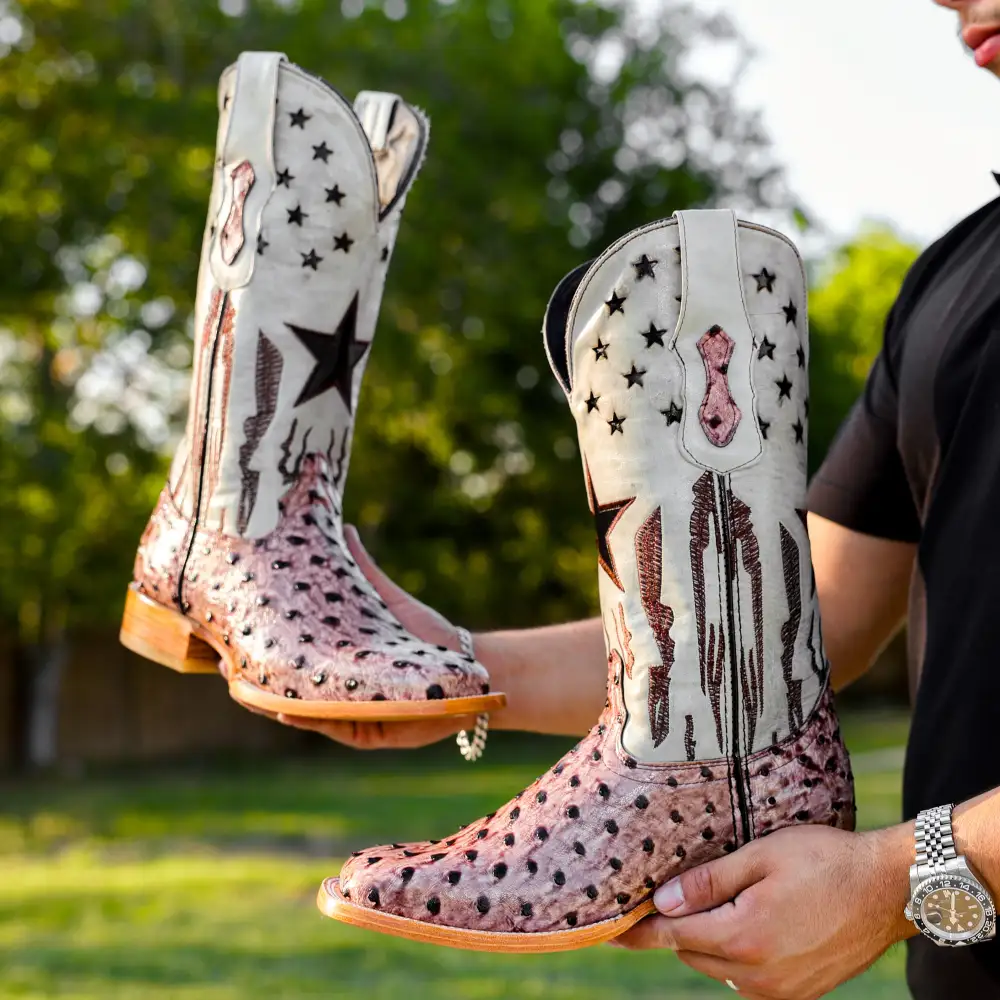 Orix Ostrich Leather Boots - Square Toe