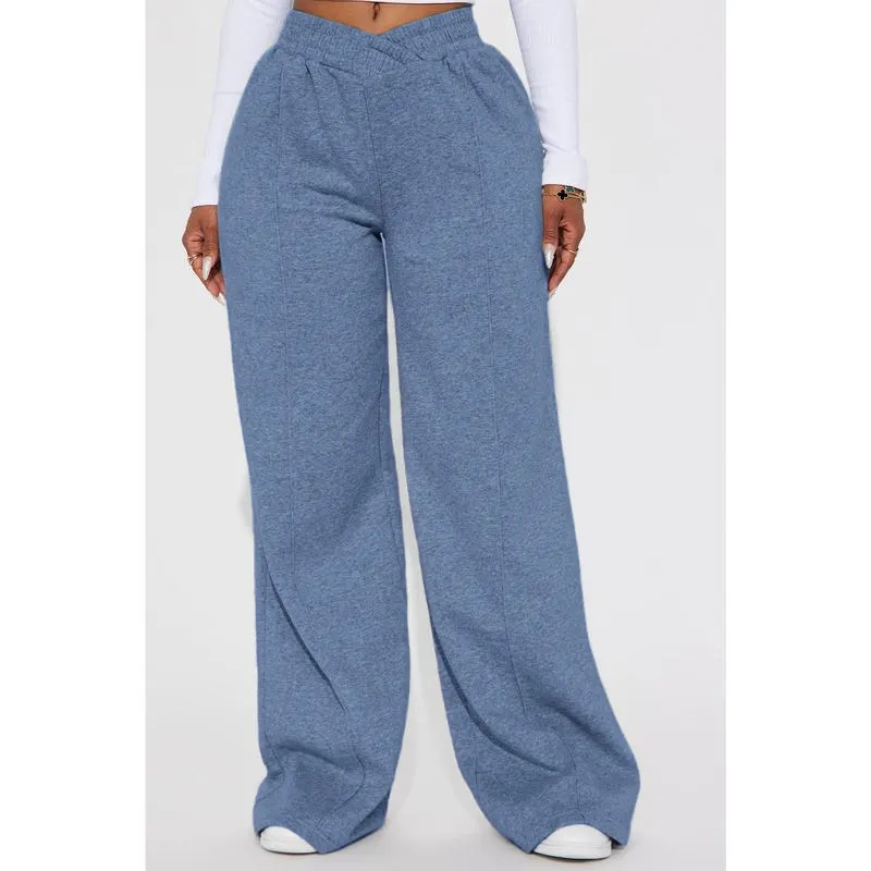 Crossover High Waisted Wide Leg Lounge Pants