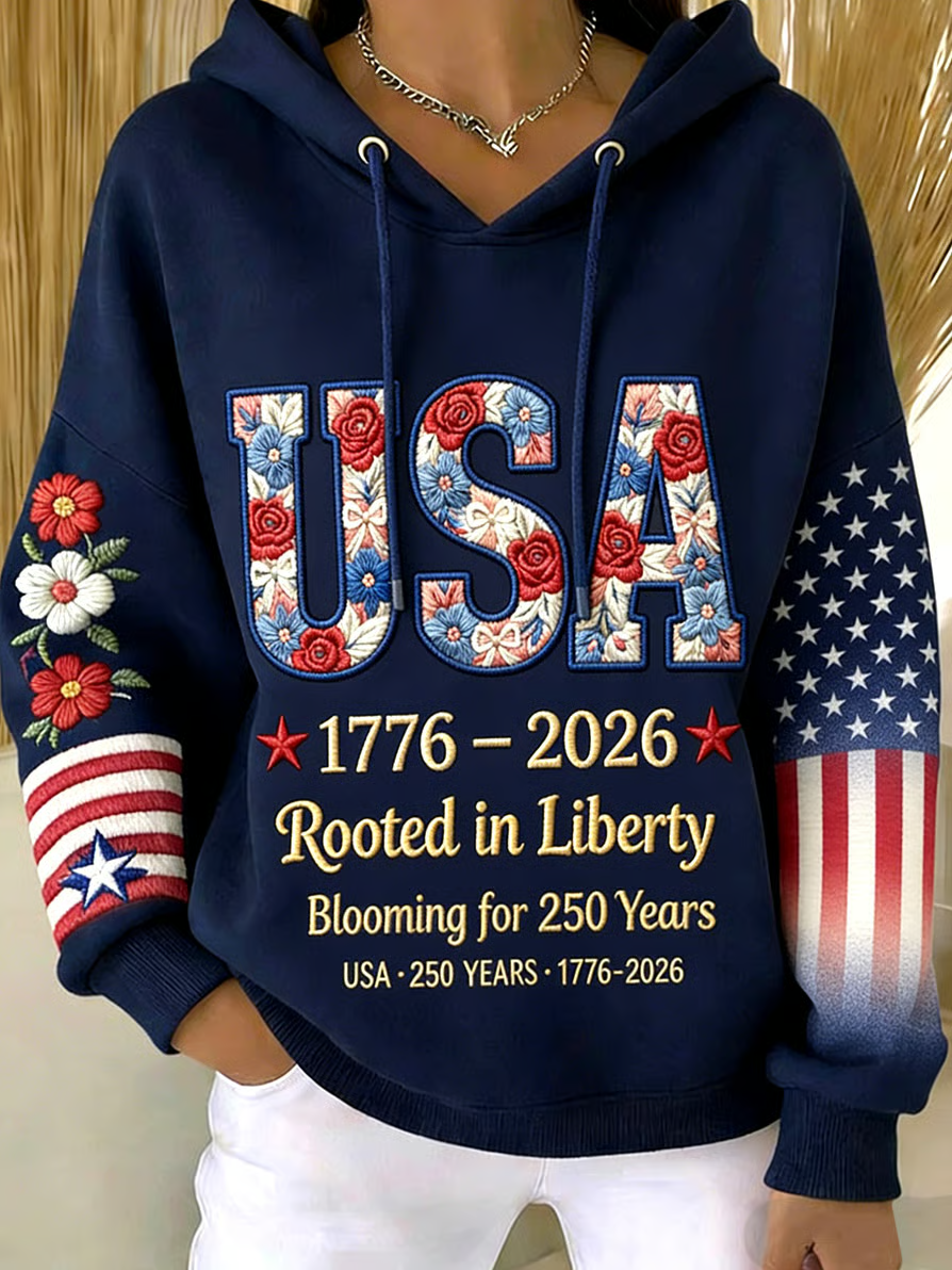 Women's Vintage American 250th Anniversary Print Hoodie