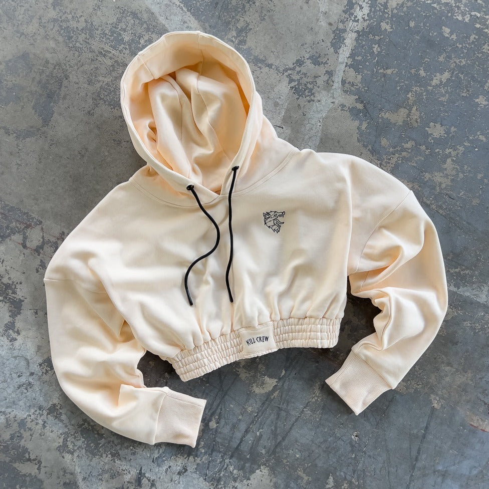 CROP HOODIE - CREAM