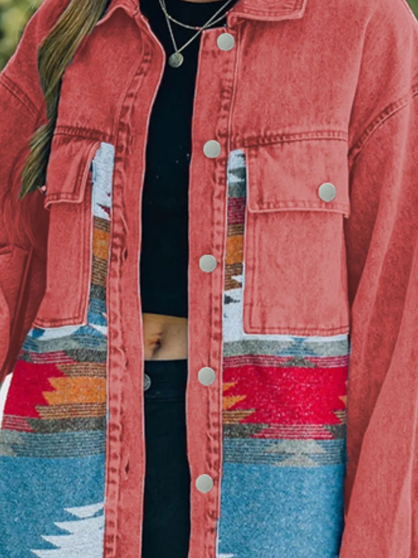 Print Button Up Jacket