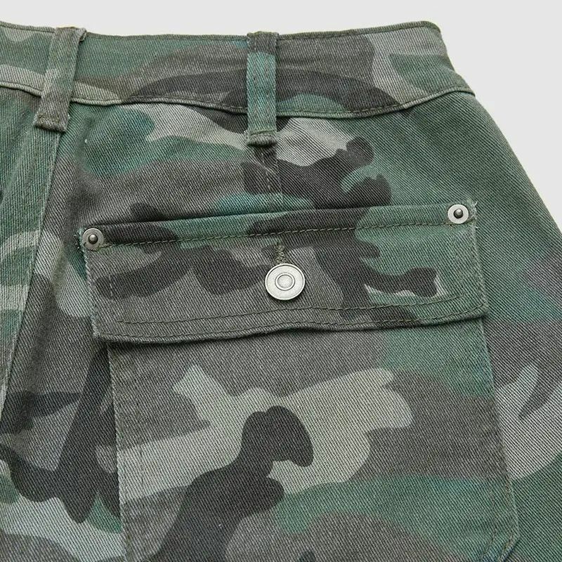 Camo Print Mid Waist Straight Leg Capri Pants Summer Vibes