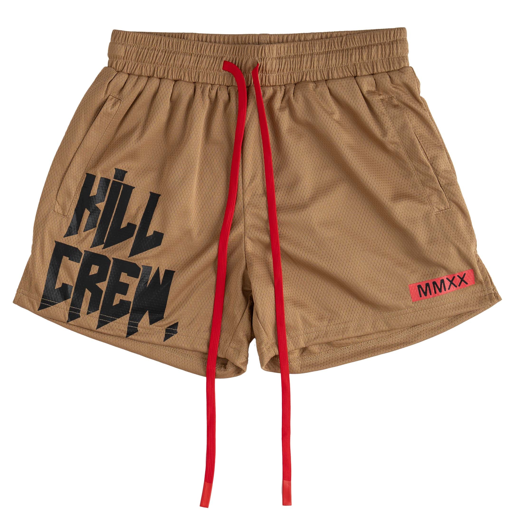 MUAY THAI SHORTS (MID THIGH CUT) - SAND