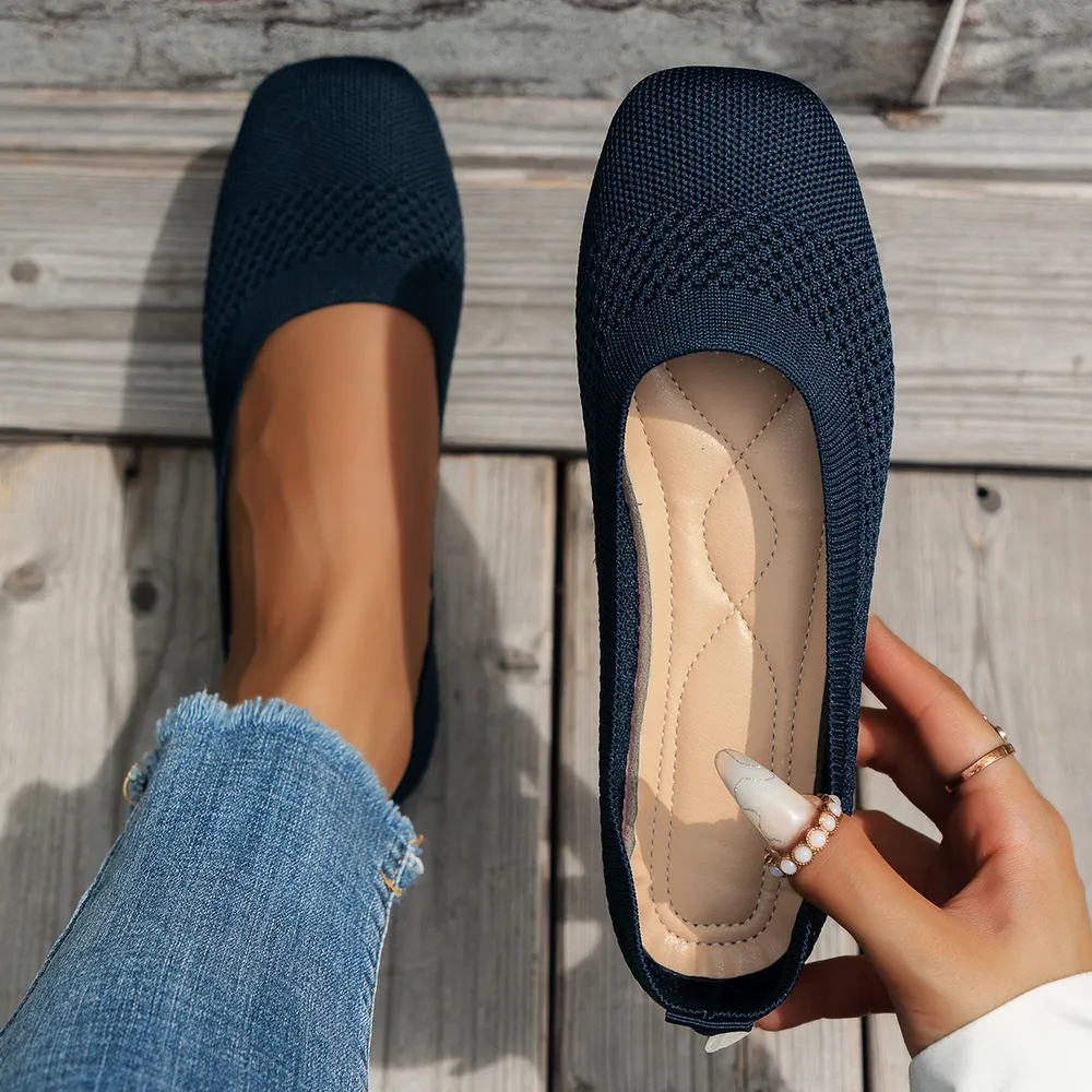 Square Toe Solid Color Mesh Slip-Ons (multiple color options)