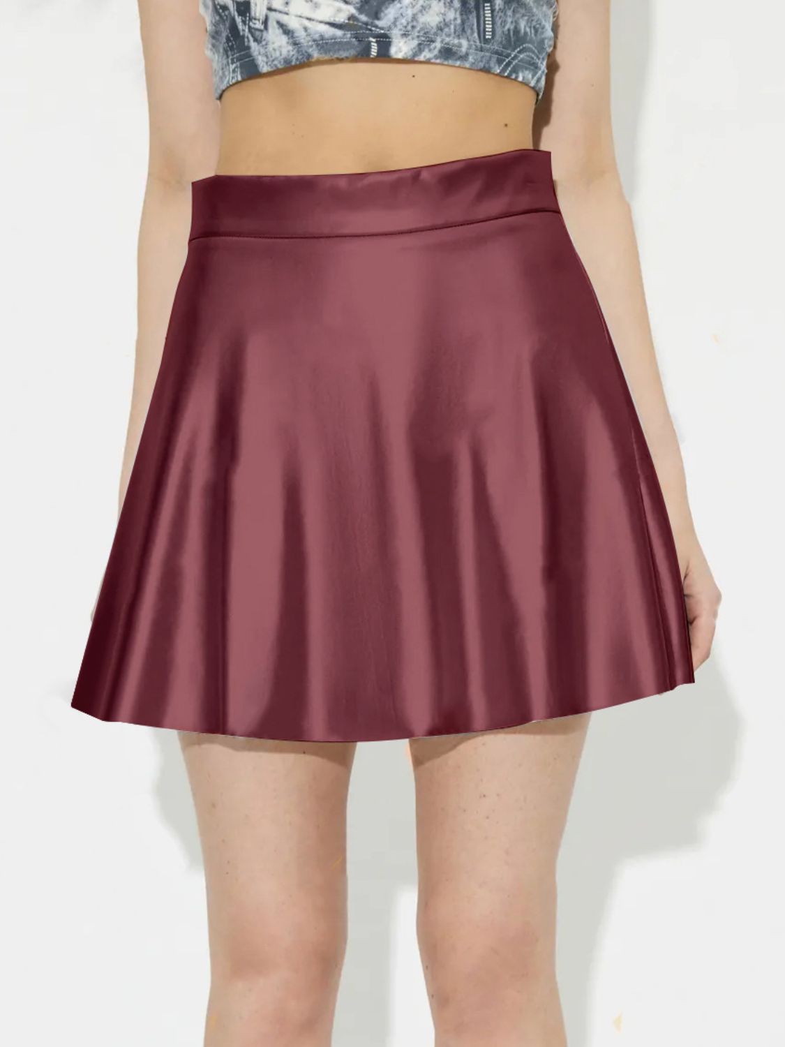 Ruched Mini Skirt With Zipper