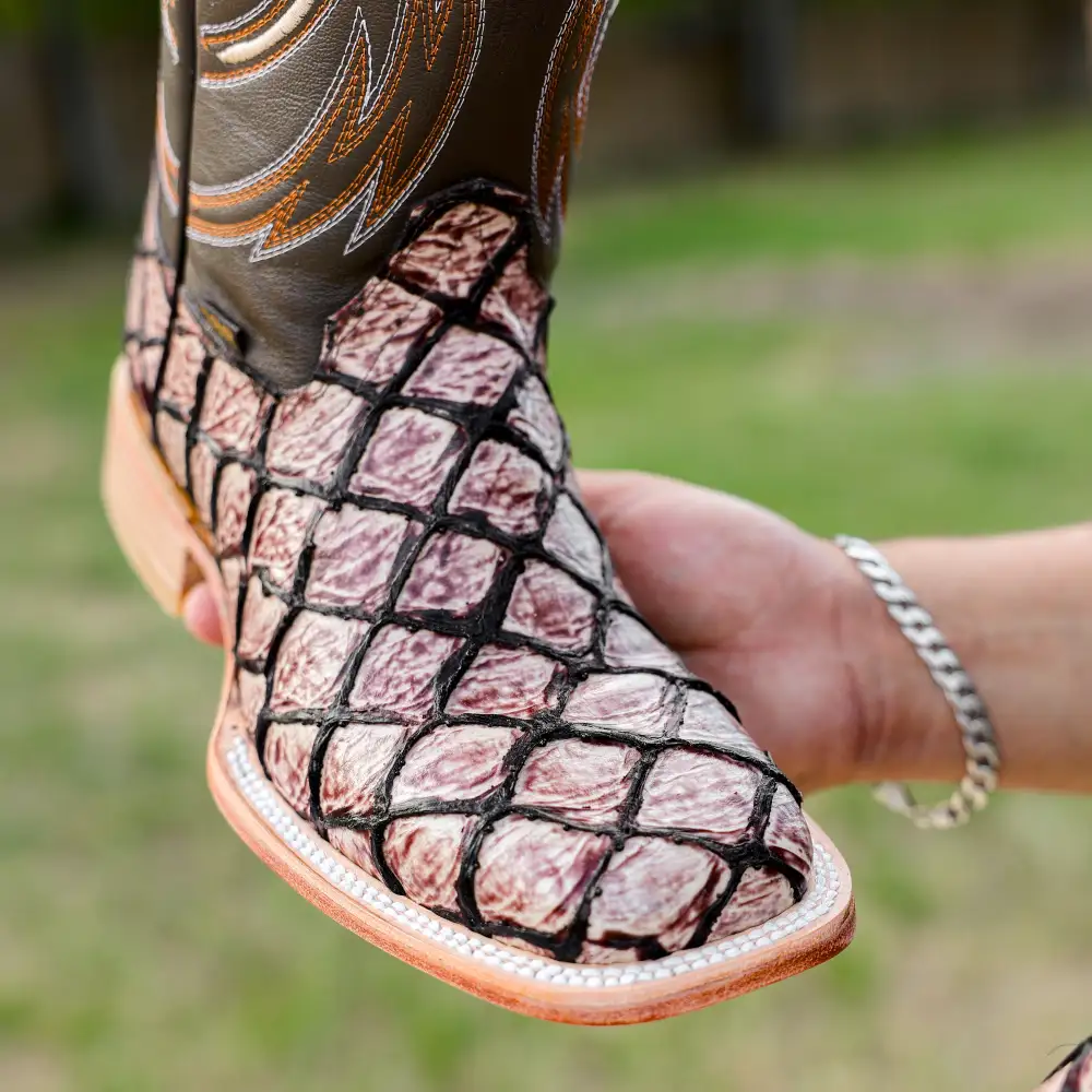 Orix Pirarucu Leather Boots - Square Toe