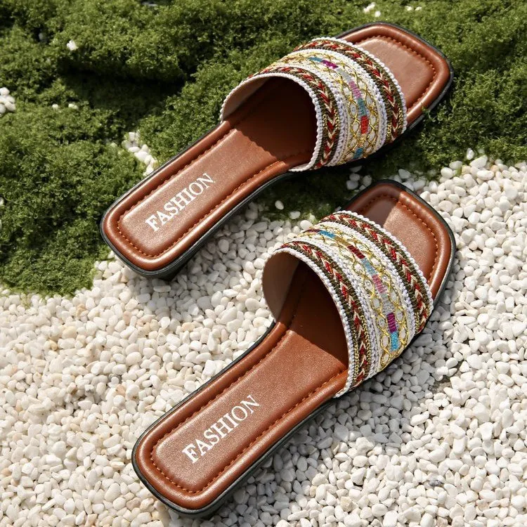 Open Toe Flat Sandals (2 color options)