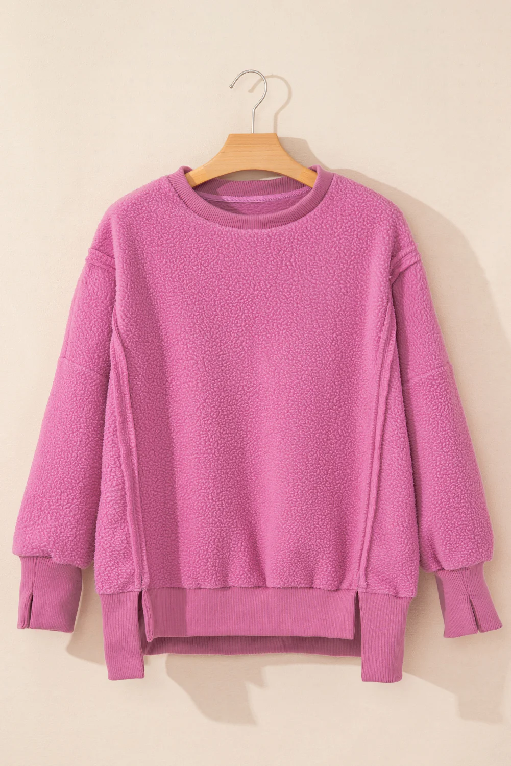 Bright Sherpa Seamed Drop Shoulder Oversized Sweatshirt