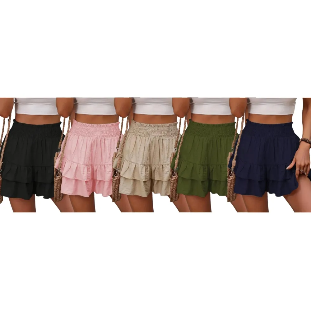 Women's Fabric Frill Trim Ruffle Hem Shirred High (Less than $3 each!)