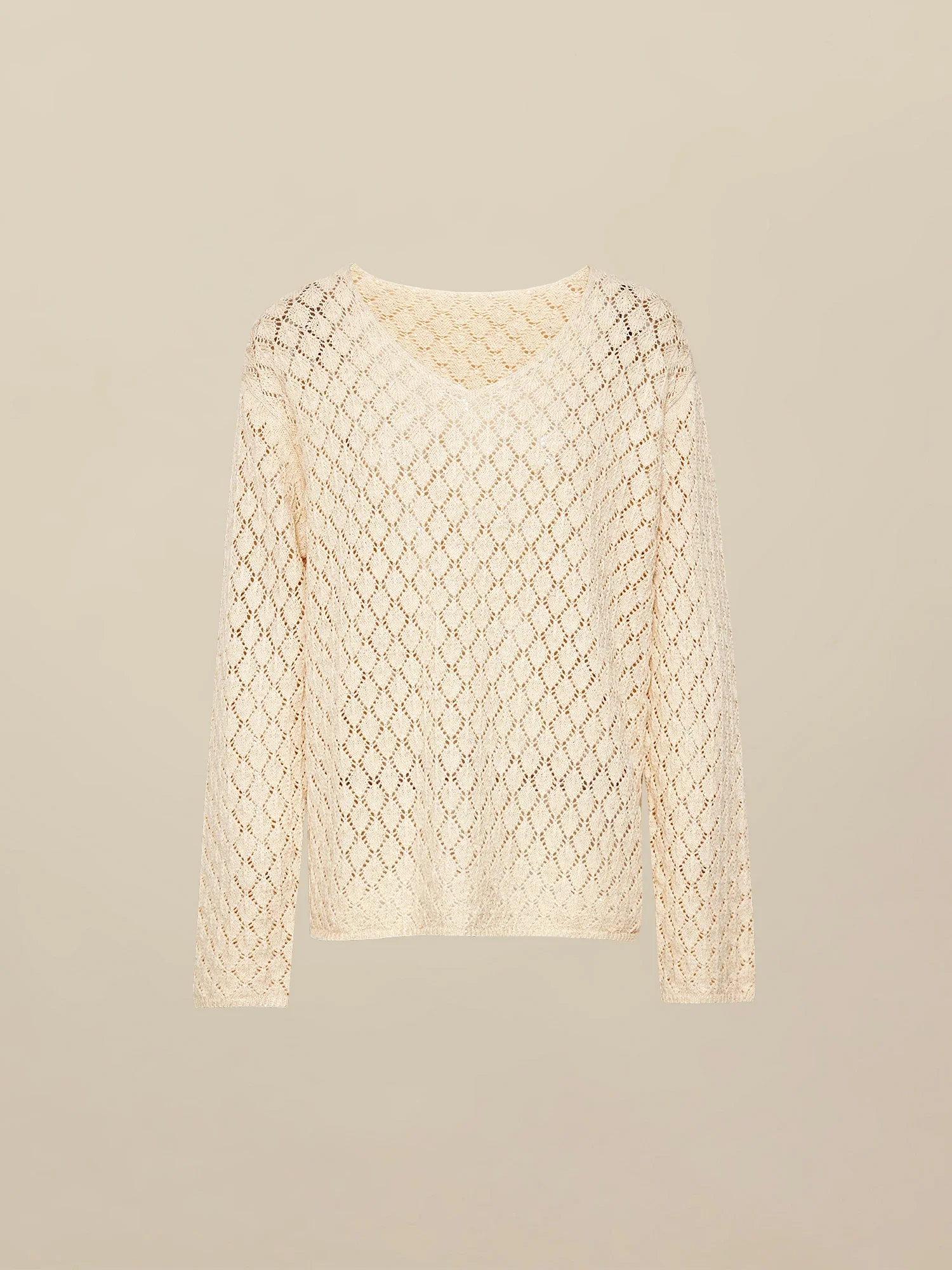 Lyocell & Linen Openwork Sequin Knitted Top