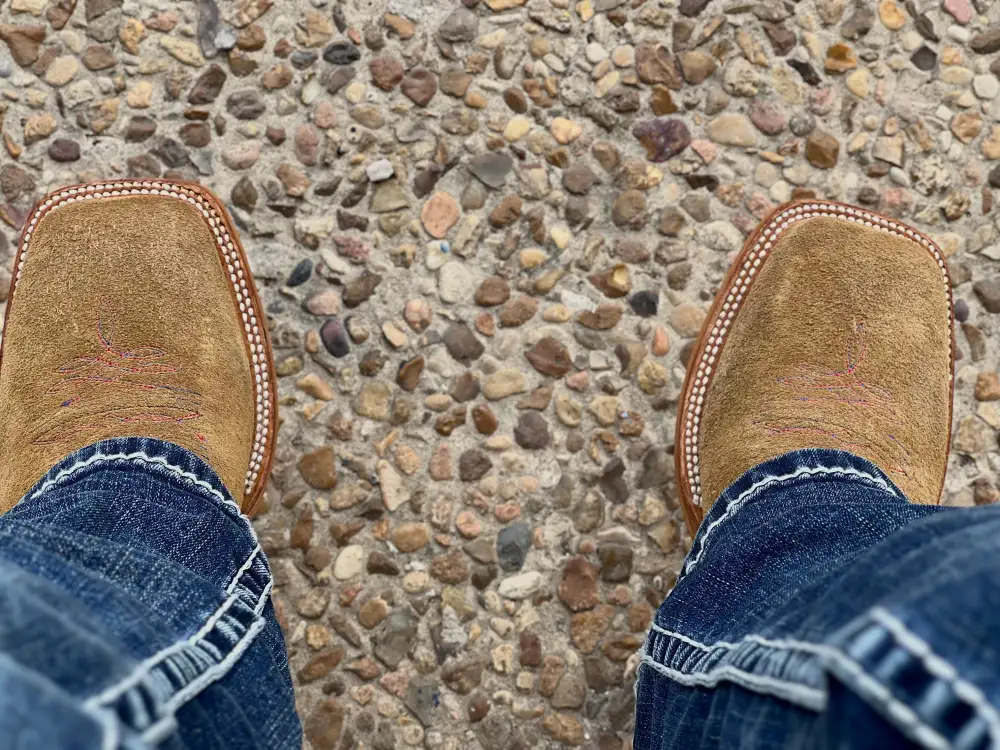 Men’s Honey Rough-Out Boots With Navy Blue Shaft