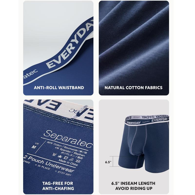 7/21 Counts, Men's Cotton Dual Pouch Everyday Boxer Briefs, Regular Fit Casual Comfy Breathable Bulge Enhancing Shorts for Daily Menswear, Men's Underwear for All Seasons