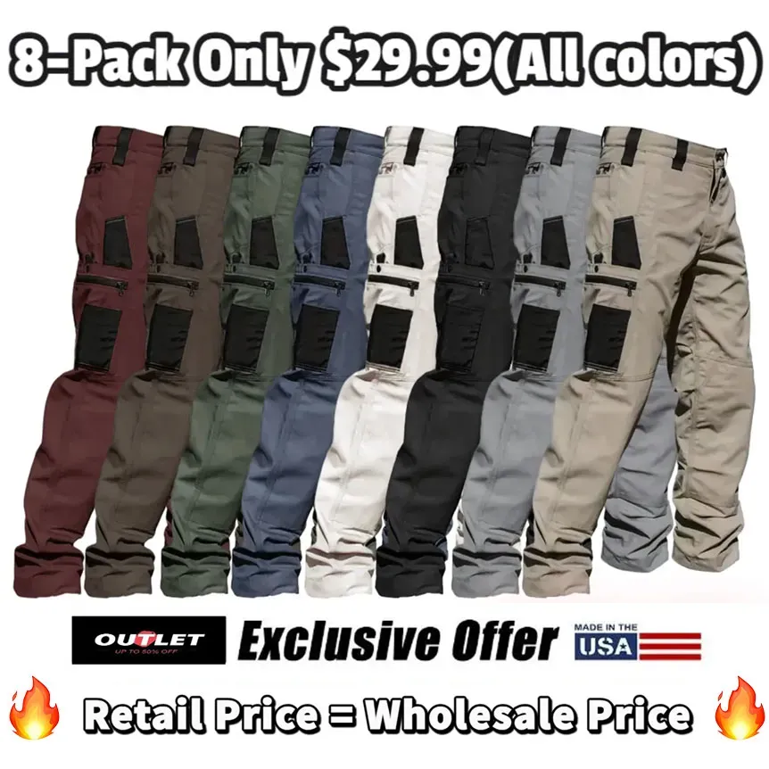 🔥8-Pack Only $29.99(All colors)🔥Men's 8-Pack Unisex 10-Pocket Heavy Duty zipper waterproof tactical Work Pants