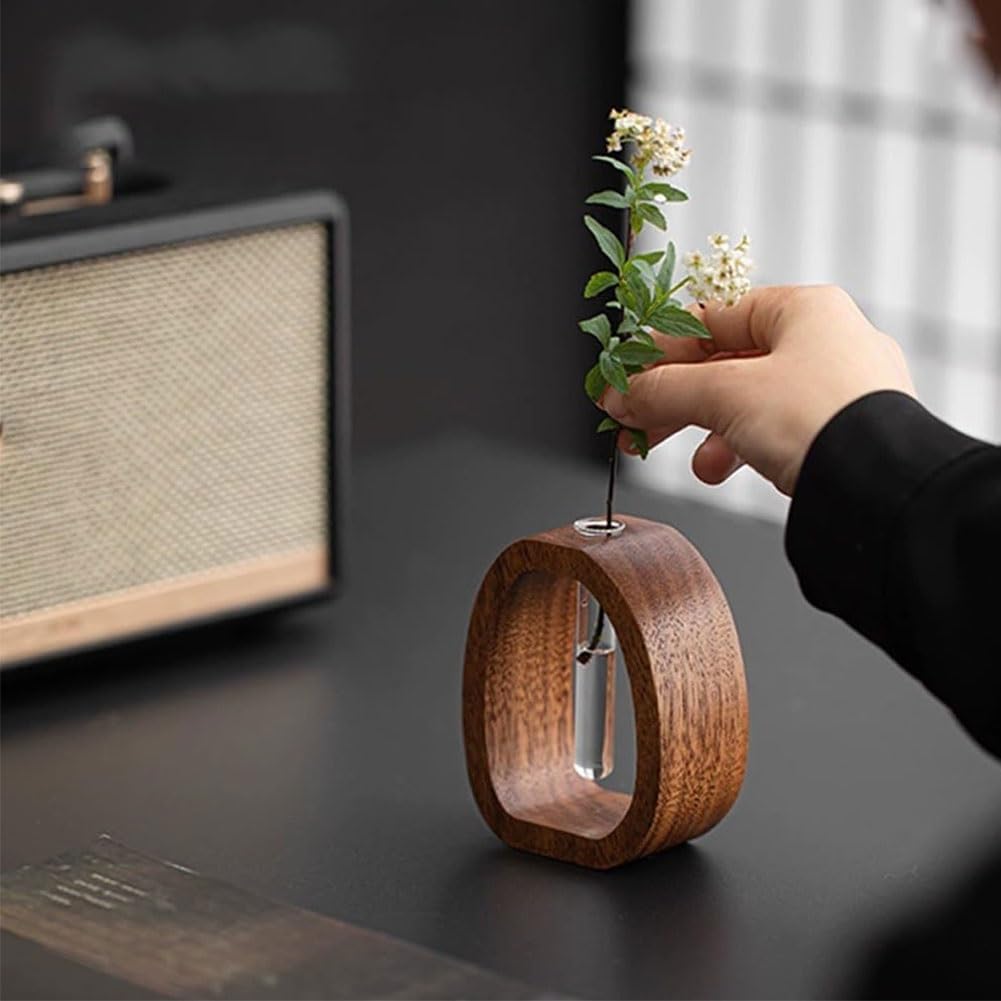 Solid Wood Glass Vase