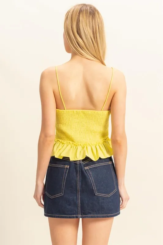Poplin Smocked Waist Summery Cami Top