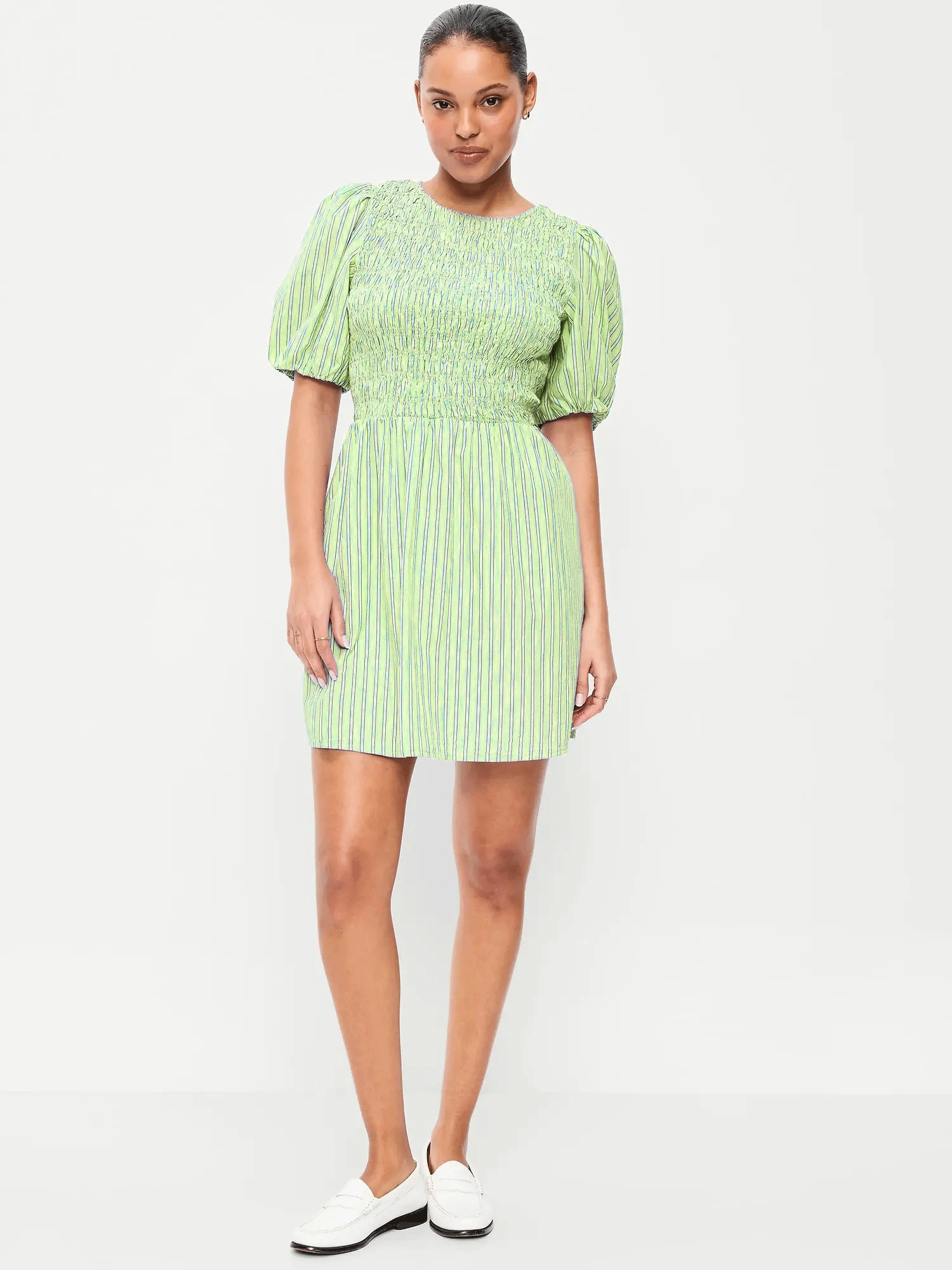 Women’s Smocked Puff Sleeve Flare Mini Dress – Casual Summer Fit