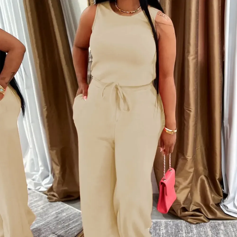 Women’s Spring/Summer Two-Piece Lounge Set with Pockets, Snatched & Comfy Sleeveless Top