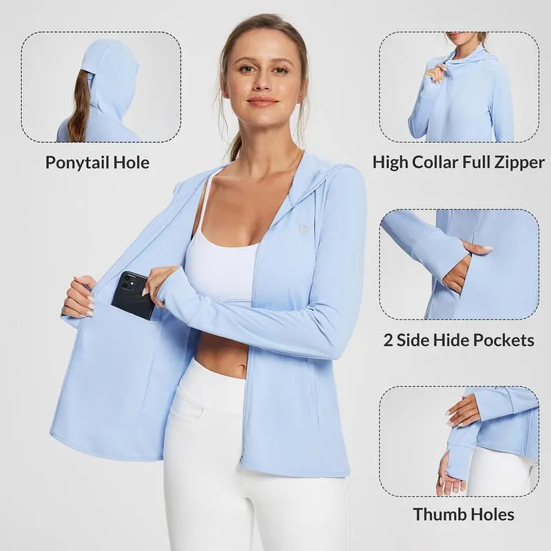Women's UPF 50+ Sun Hoodie – Lightweight UV Protection Jacket for Hiking, Gardening & Summer Outdoors