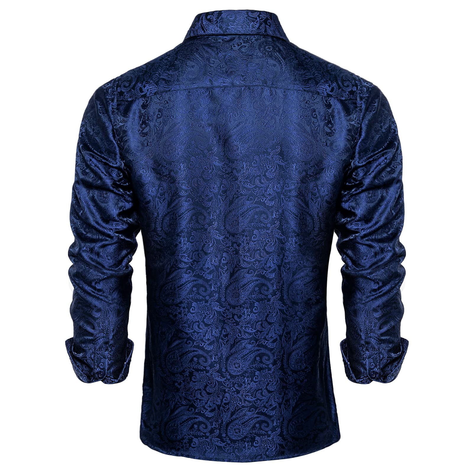 Men's Paisley Dress Shirt Long Sleeve Wrinkle Free Button Down Cowboy Shirts - Blue&paisley