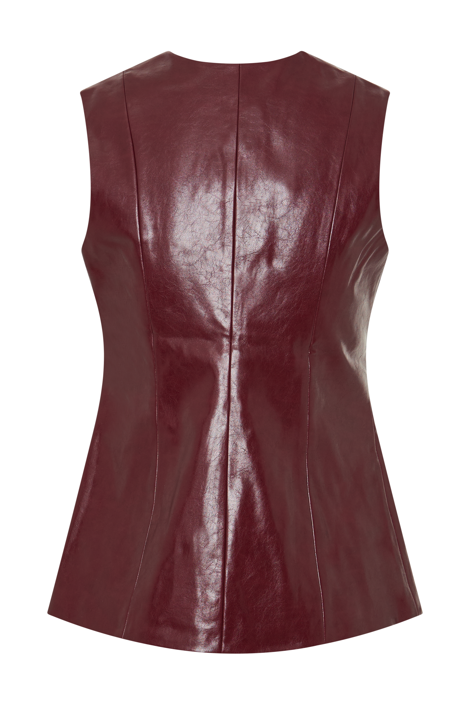 Red Faux Leather Sleeveless Vest