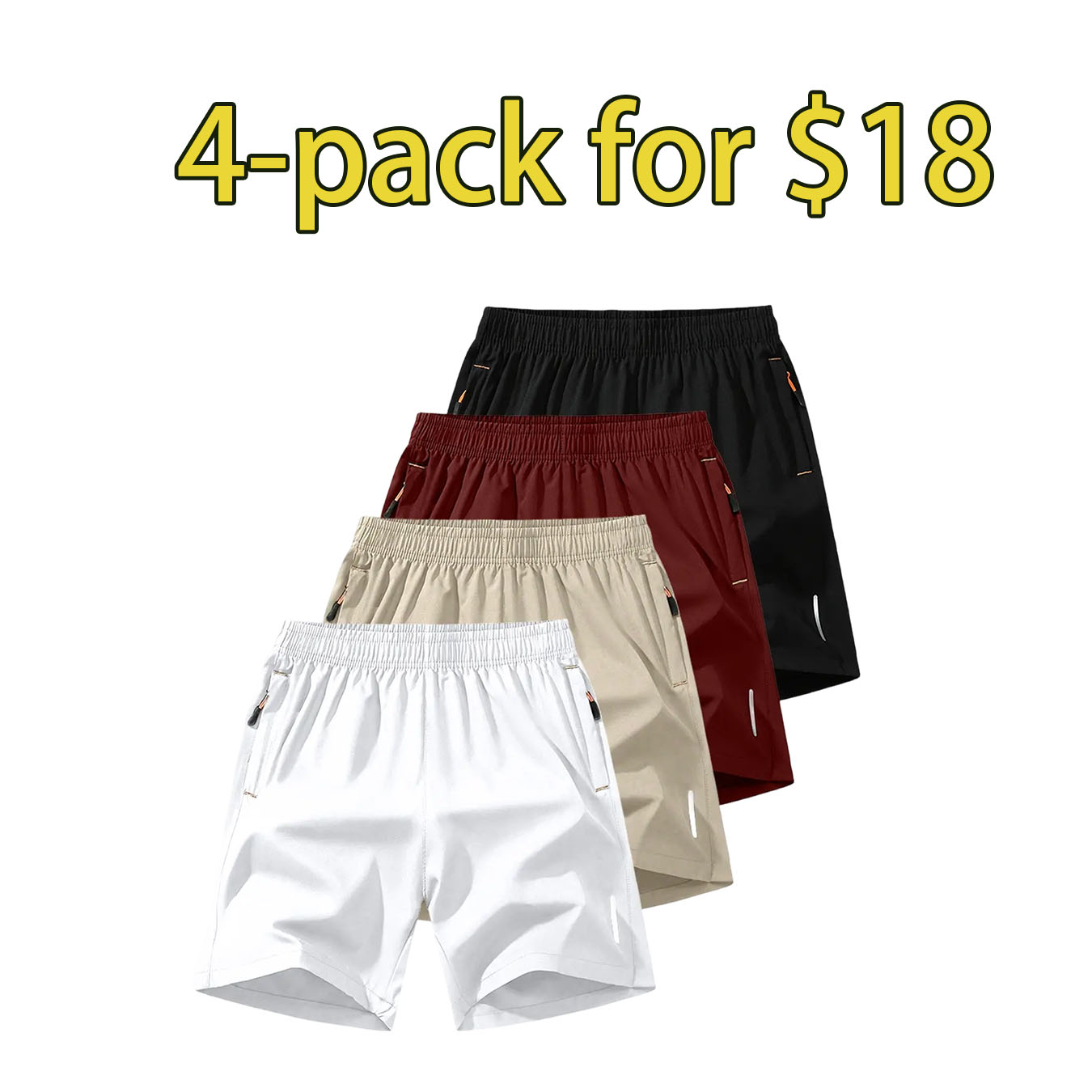 Men’s 10-Pack Zipper Pocket Casual Shorts – Breathable Everyday Comfort Fit