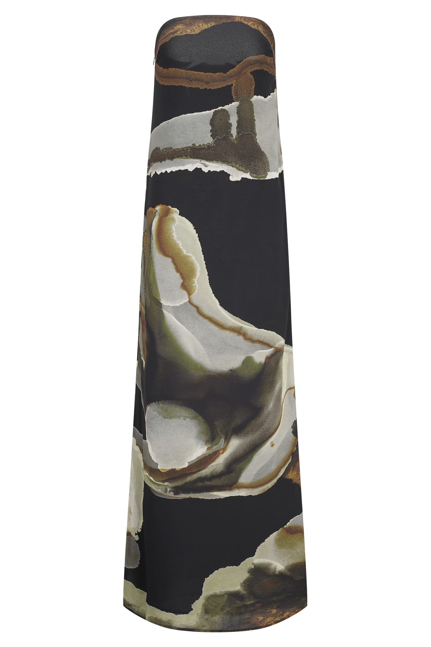 Print Strapless Chiffon Maxi Dress