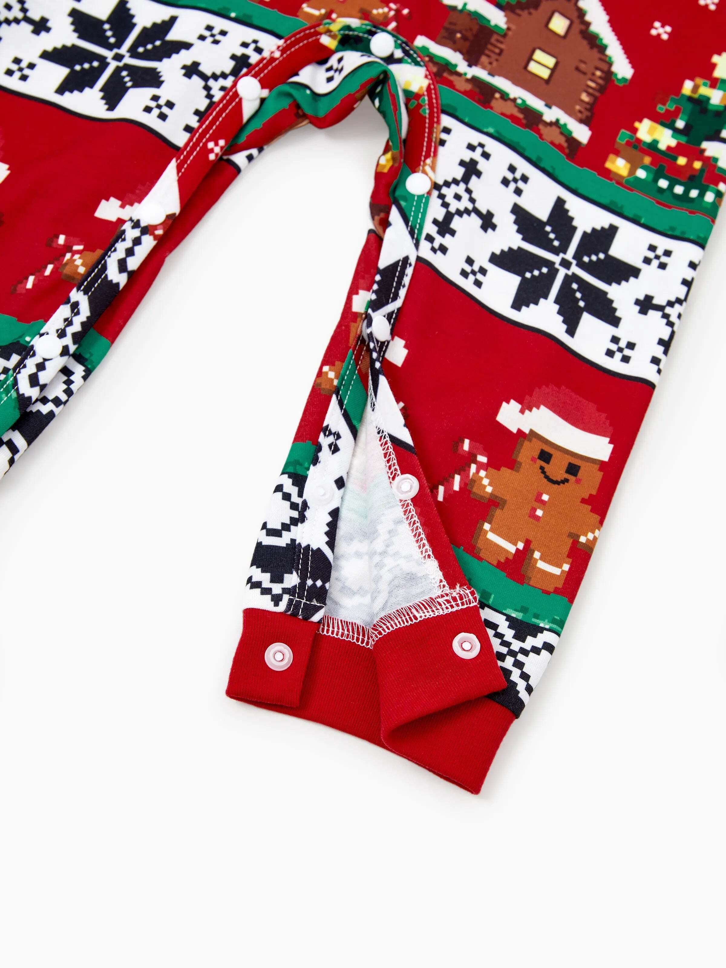 Christmas Matching Family Pajamas Set Gingerbread Print Long-sleeve PJS with Christmas Socks Red