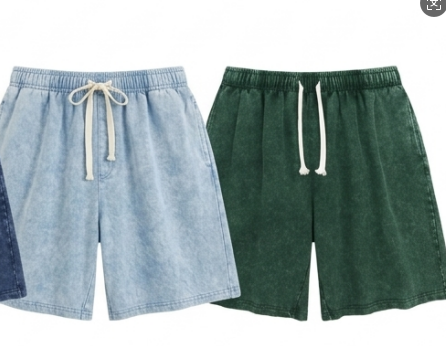 Unisex Acid Washed Vintage Shorts