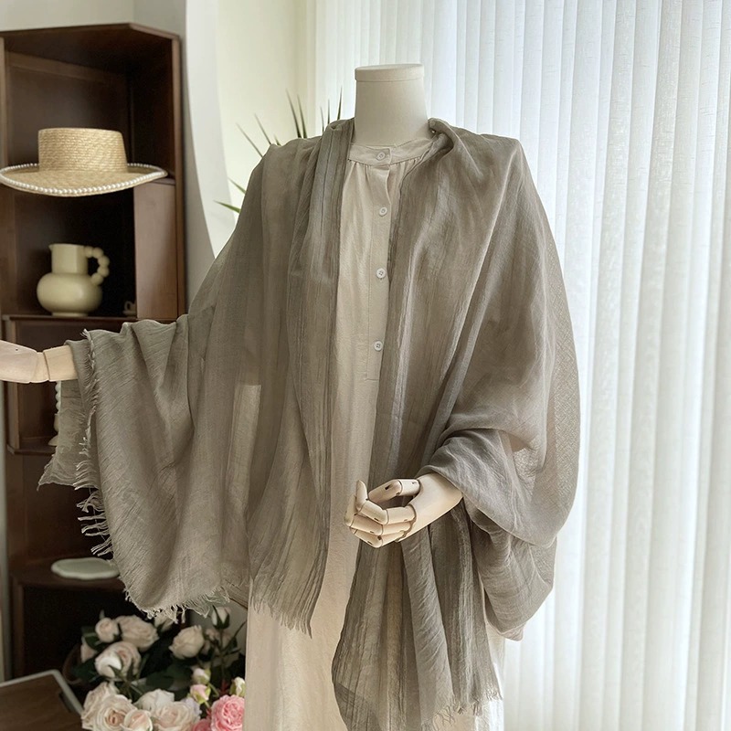 Cotton and Linen Solid Color Casual Scarf