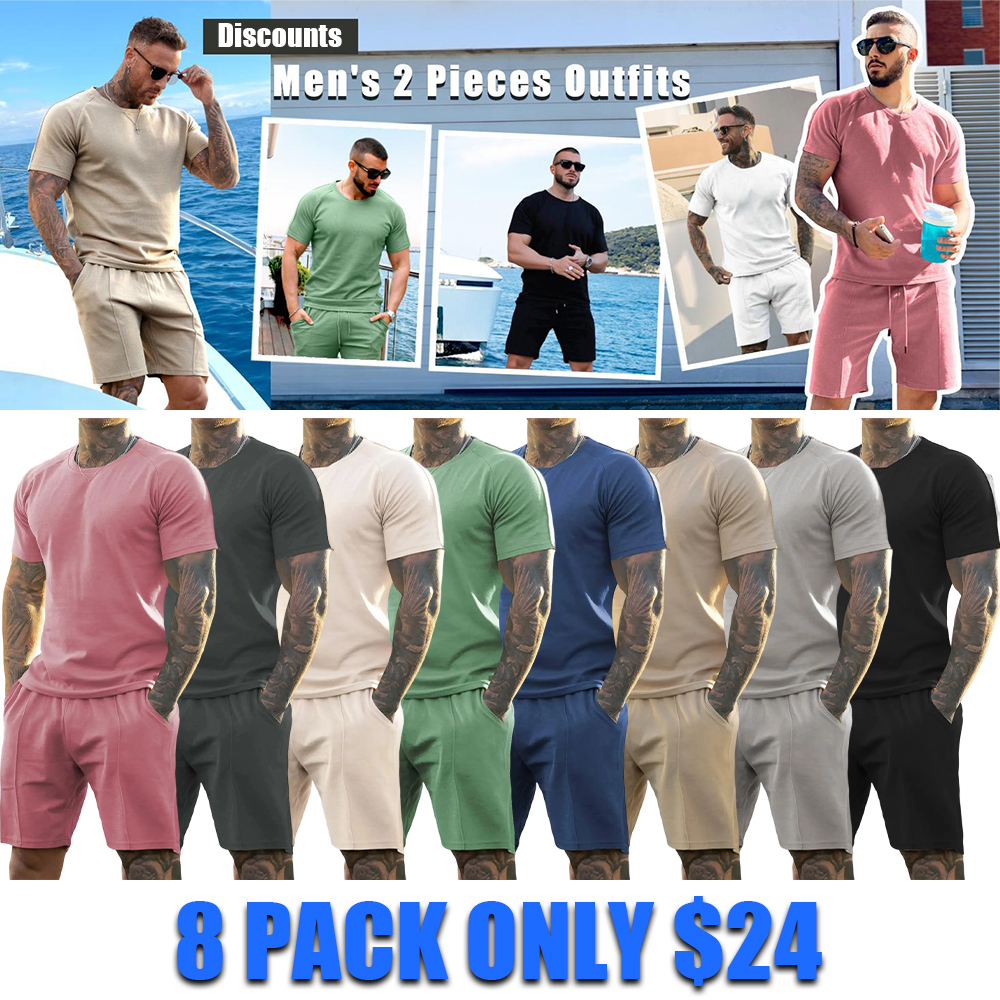 Mens Short Sets 2 Piece Outfits Fashion Summer Tracksuits Casual Set