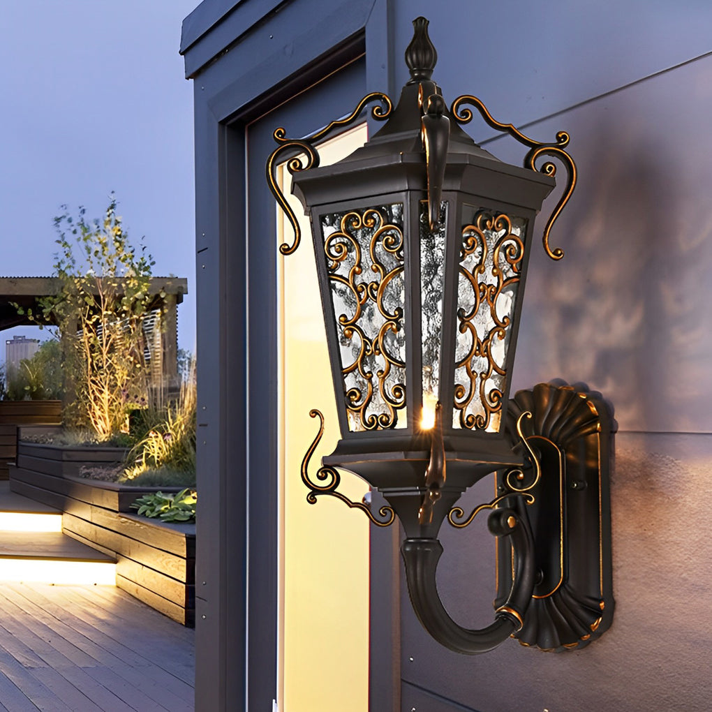 Retro Pattern Outdoor Waterproof European Style Wall Lamp Exterior Lights