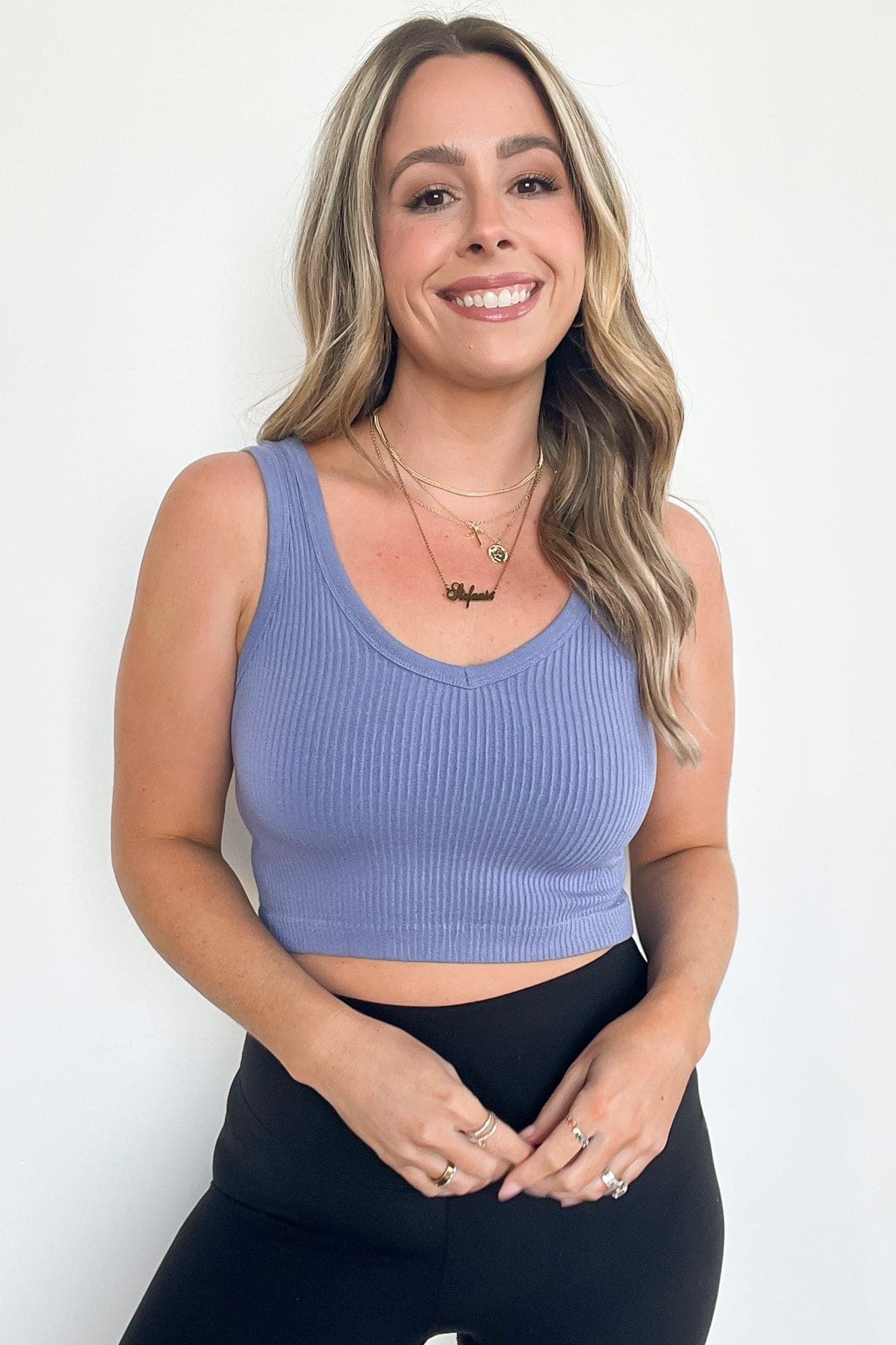 Ribbed Seamless Cropped Tank Bra Top