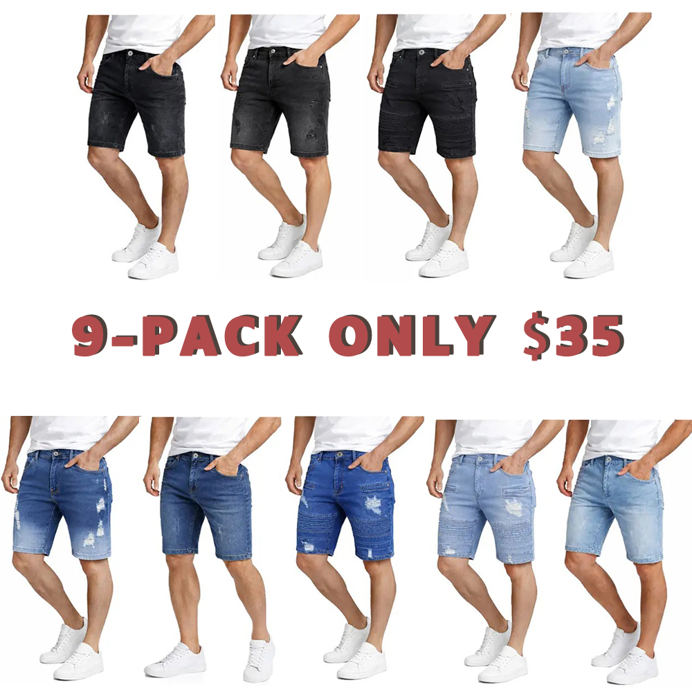 Mens 3 Pack Classic Jean Shorts with Multiple Styles (30-42)