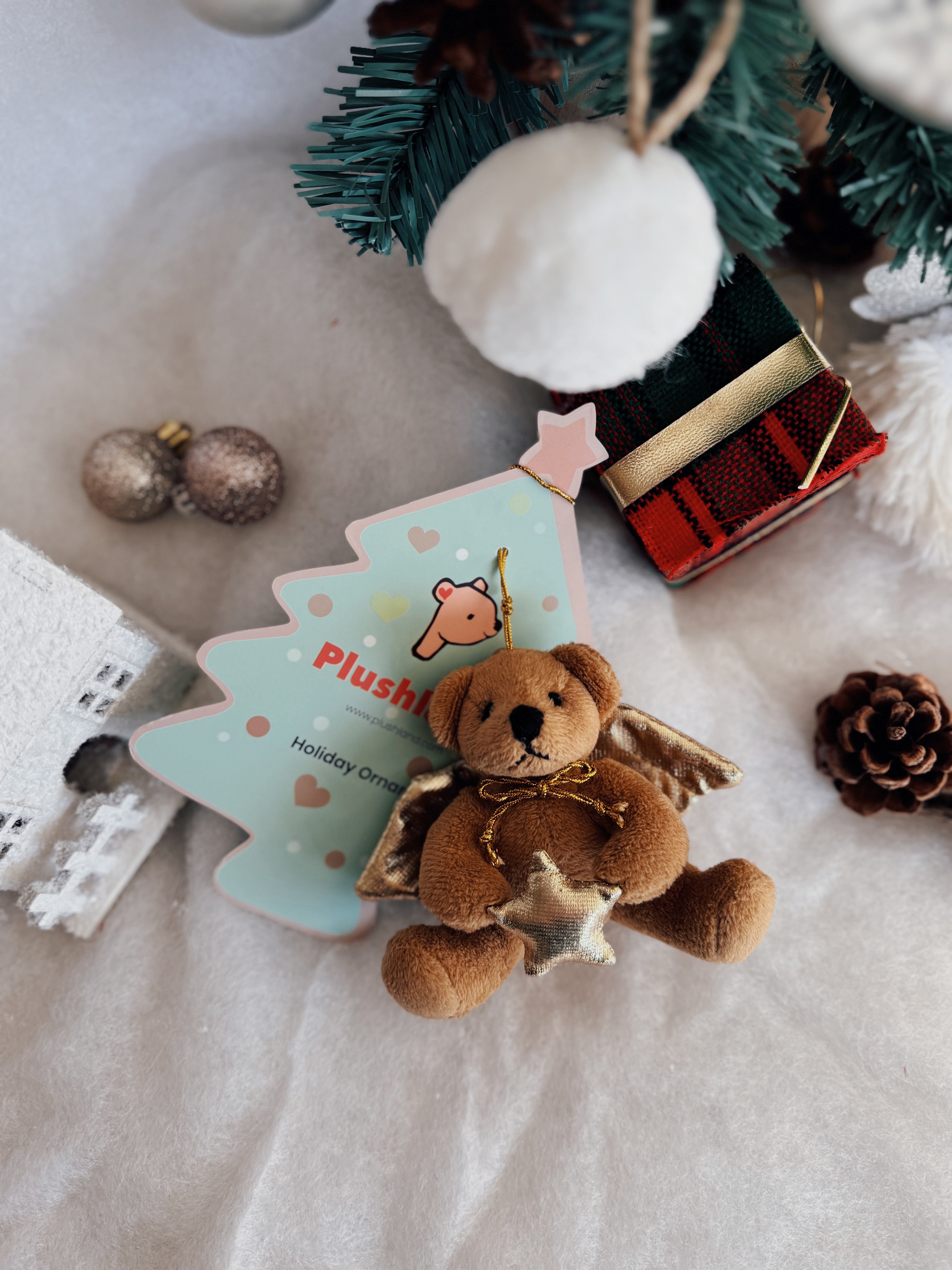 Christmas Golden Angel Bear 4inch Ornament