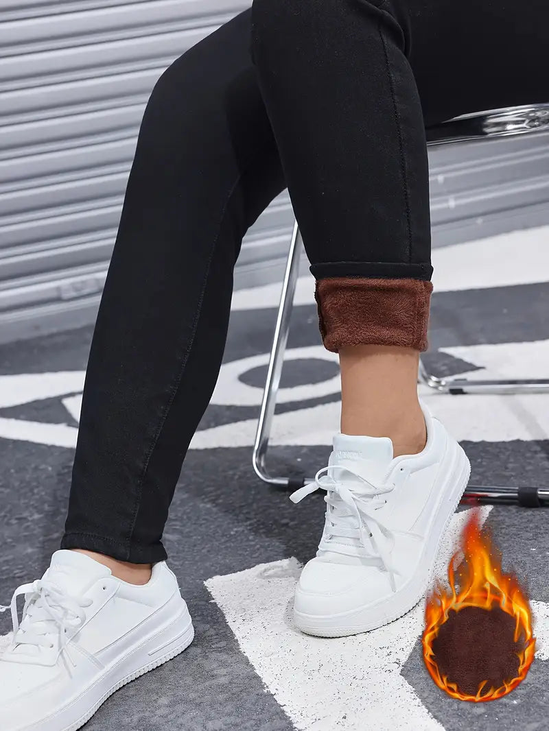 Fleece-Lined High-Waist Skinny Jeans – Warmth & Flattering Fit