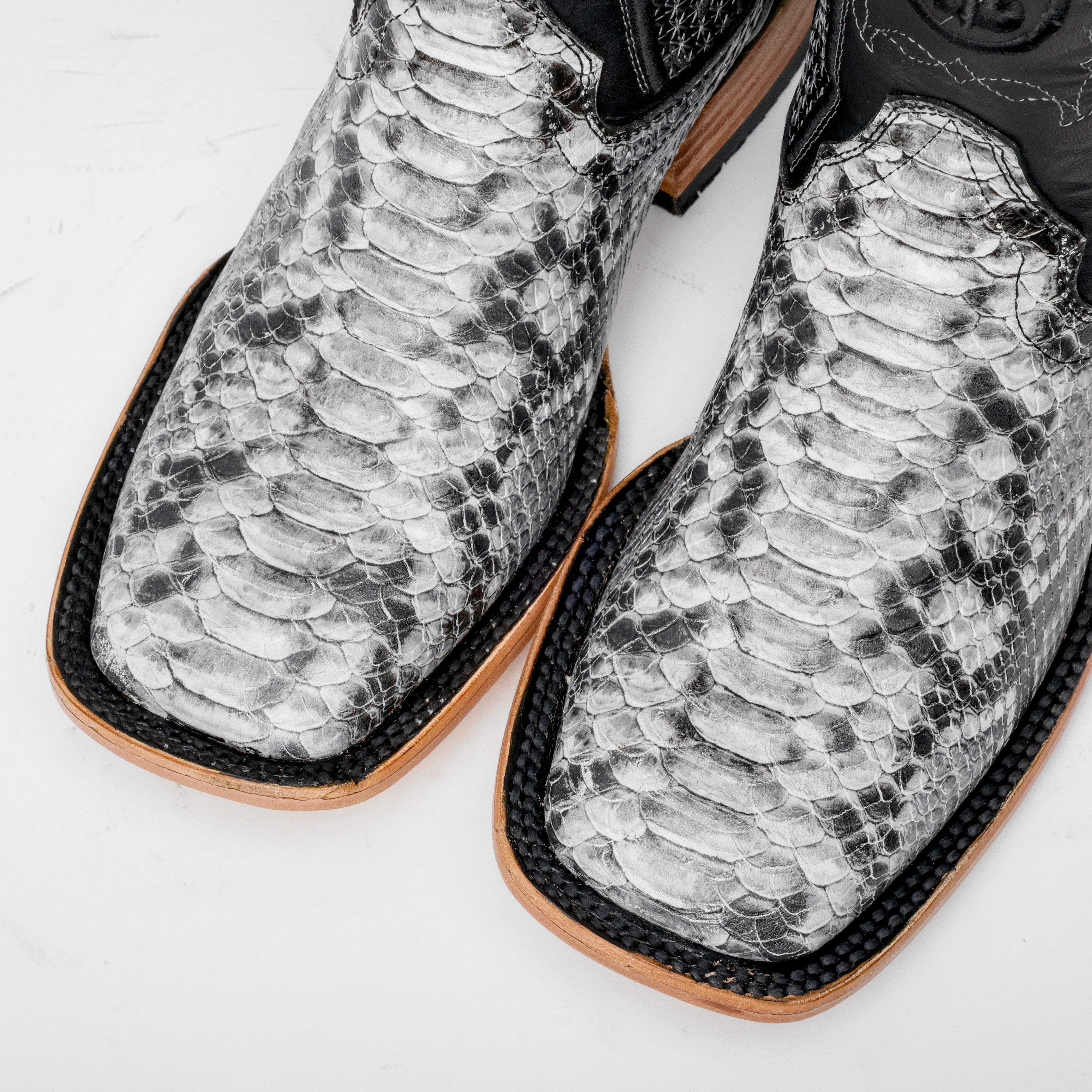 Natural Python Leather Boots - Square Toe